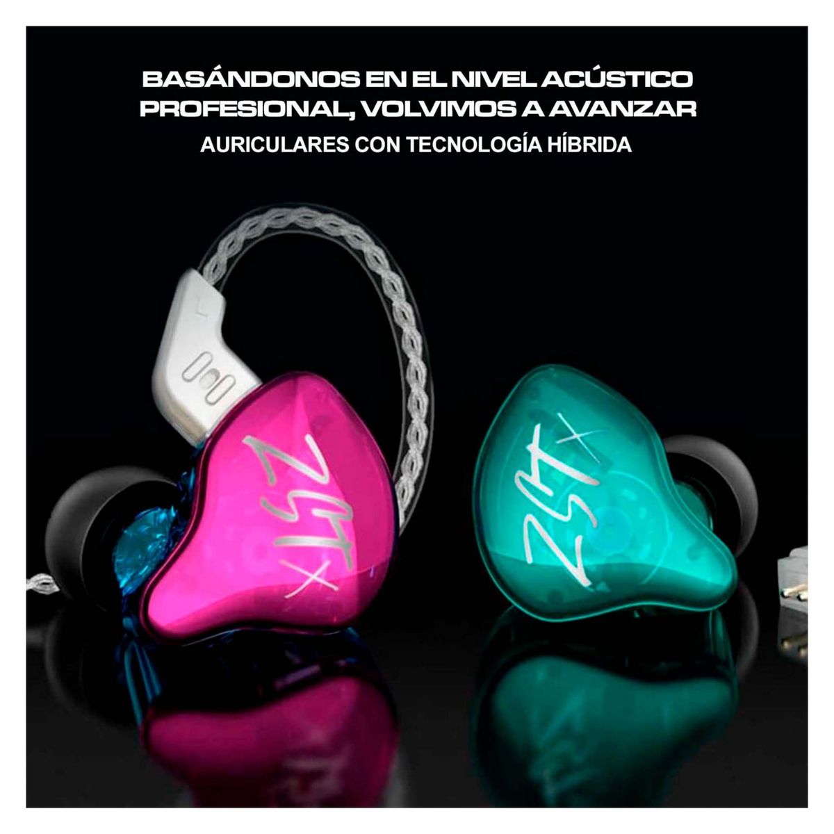 KZ - Audífonos In-Ear Gamer con micro KZ ZST X Celeste