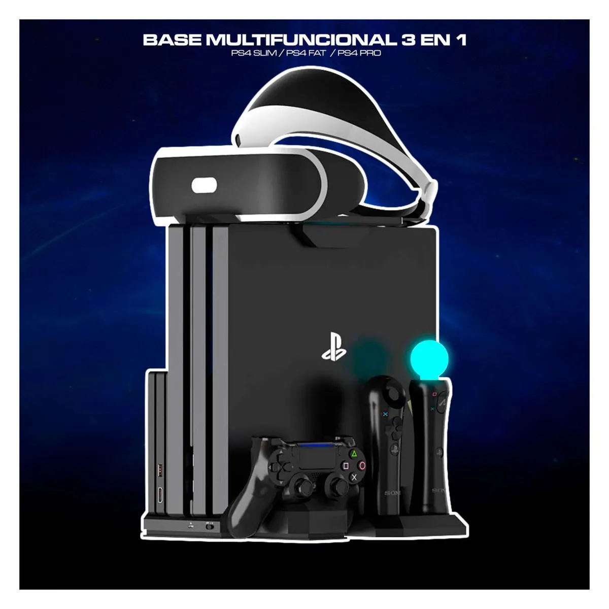 DOBE - Base 3 En 1 Cargador Stand Ventilador Para Ps4 Fat Slim Pro