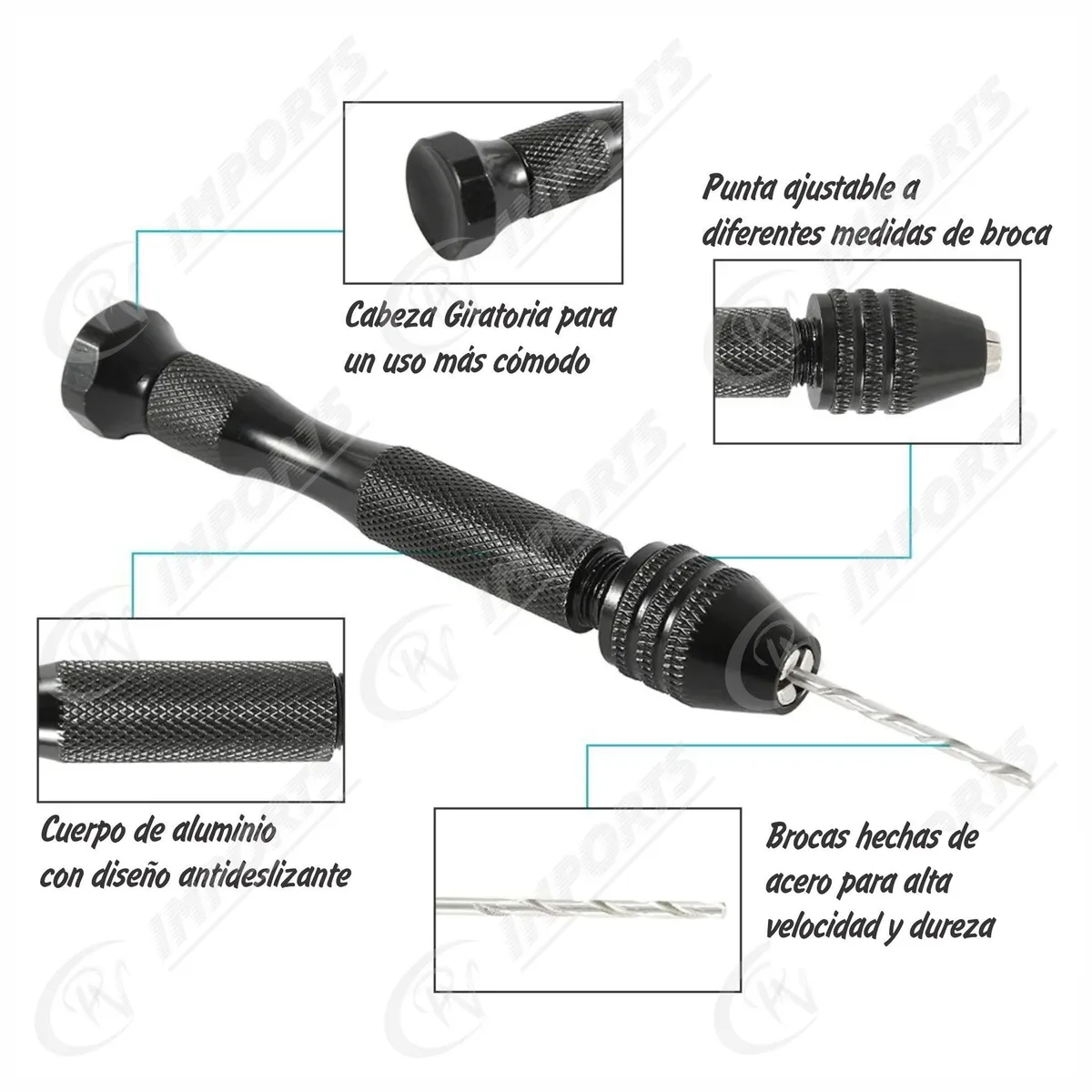 GENERICO - Mini Taladro Manual de Precisión Multipropósito mas 10 brocas