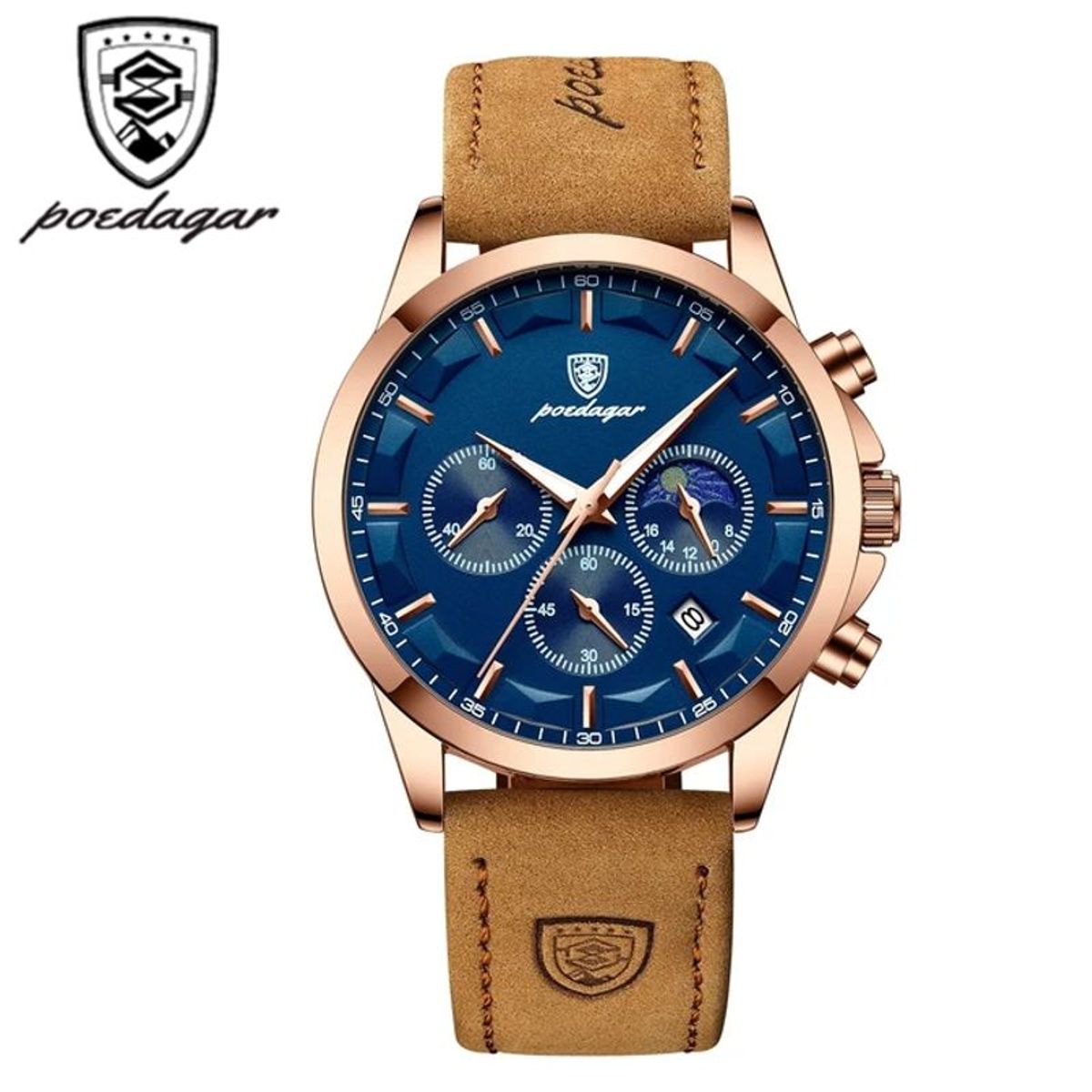 GENERICO - Reloj POEDAGAR para Hombre - Elegante - Cuero_.