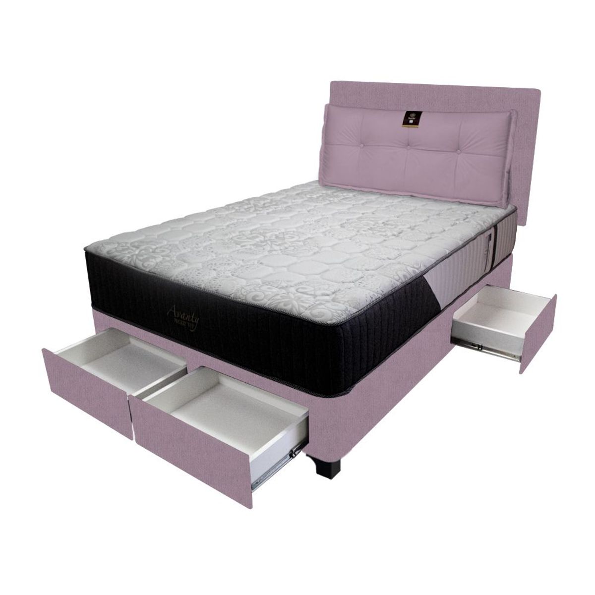 BARAKA HOME - Dormitorio Pocket Vip + 4 Caj. 2 Plz + Cabecera + Cojin - Lila