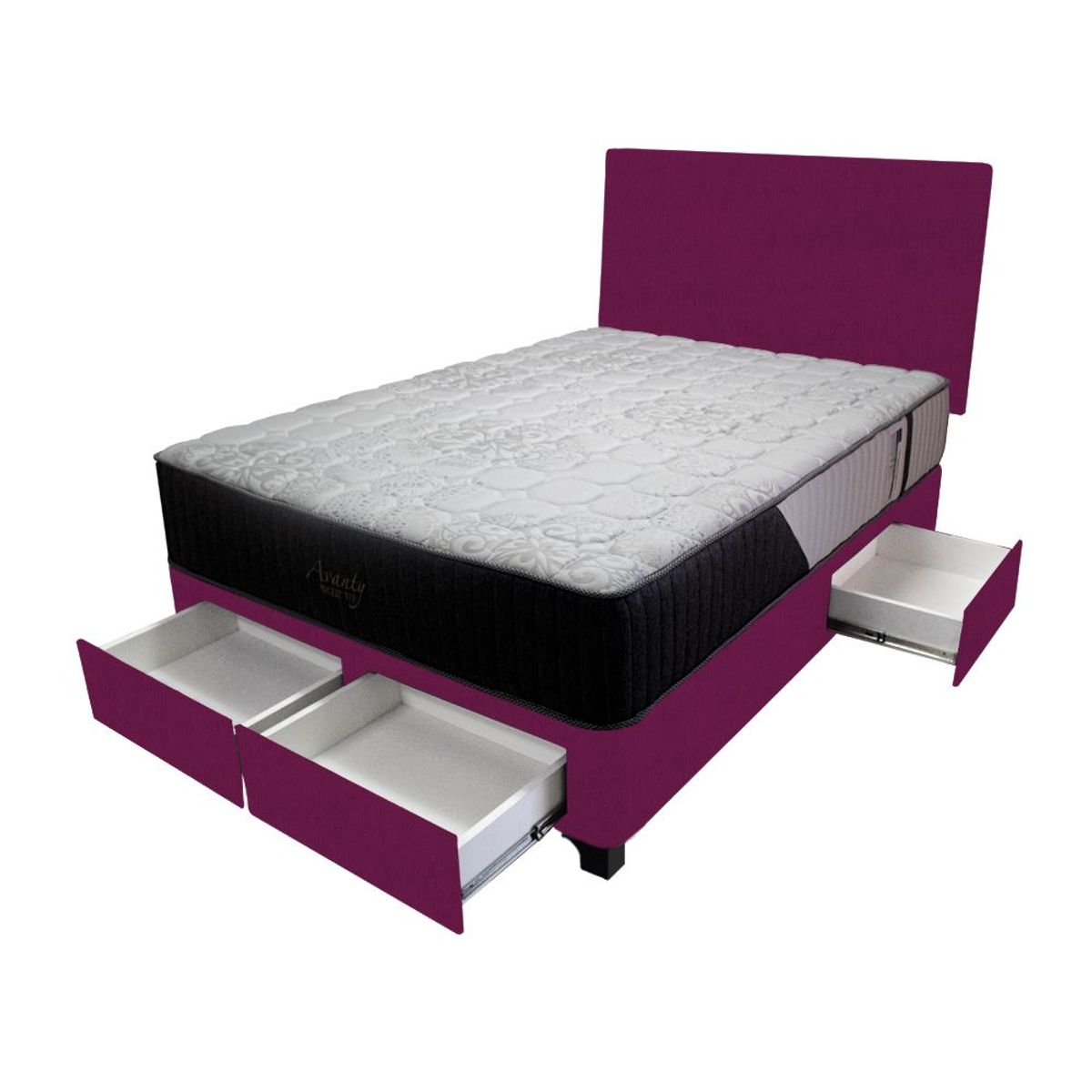 BARAKA HOME - Dormitorio Pocket Vip + 4 Cajones 2 Plz + Cabecera - Purpura