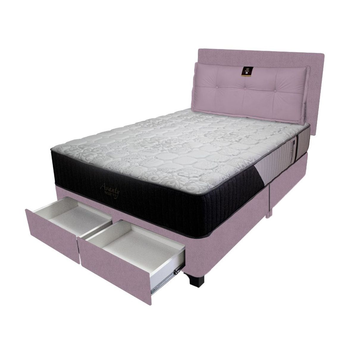 BARAKA HOME - Dormitorio Pocket Vip +2 Caj. 1.5 Plz + Cabecera +Cojin - Lila