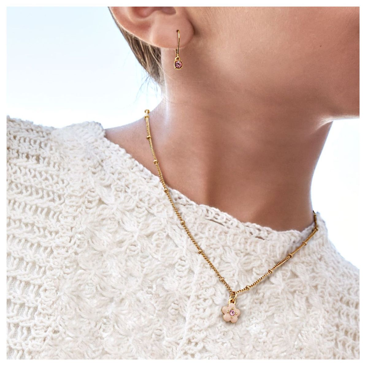 YANBAL - Colección Rosa Pastel Baño de oro 24k cristales Largo 40cm