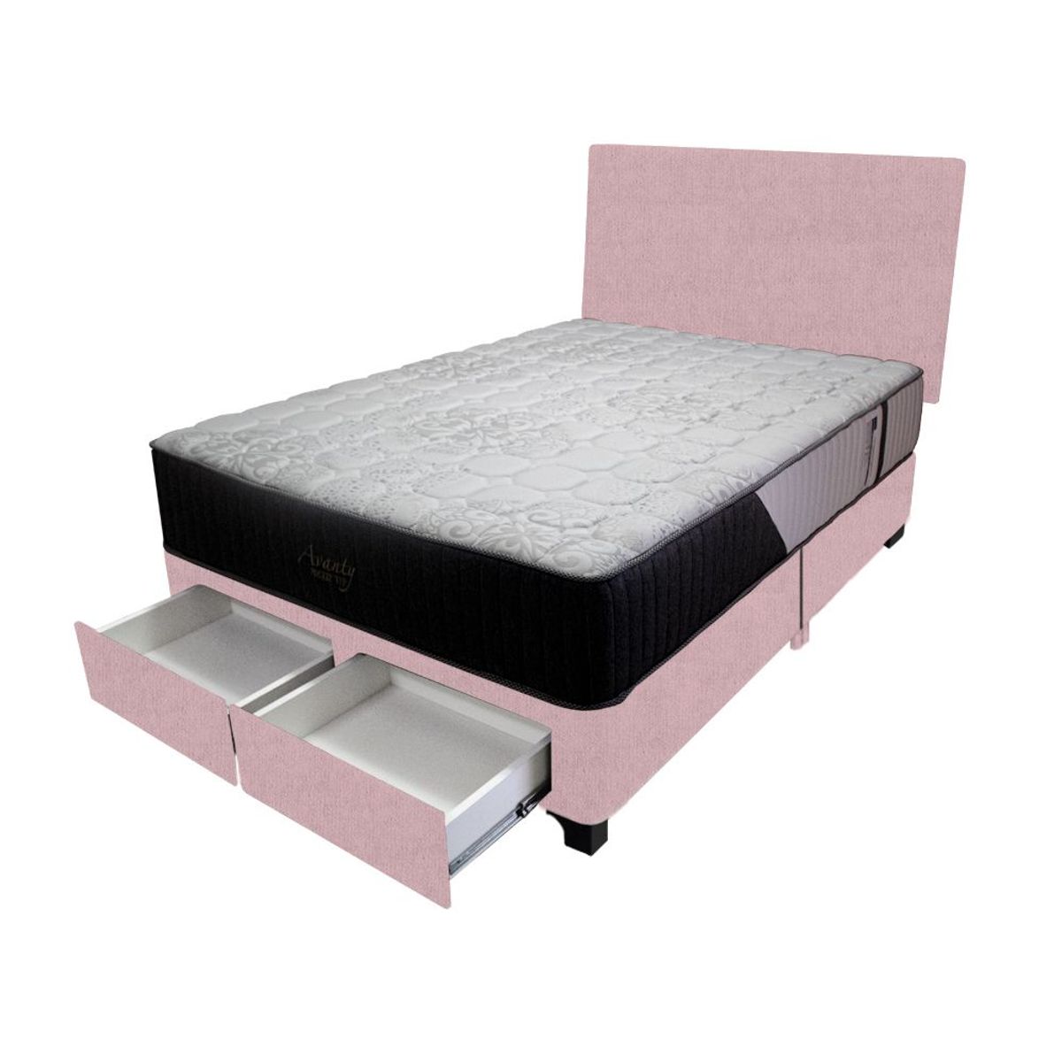 BARAKA HOME - Dormitorio Pocket Vip + 2 Cajones 1.5 Plz + Cabecera - Rosado