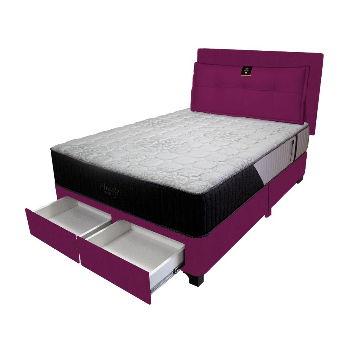 BARAKA HOME - Dormitorio Pocket Vip + 2 Caj. 2 Plz + Cabecera + Cojin - Purpura