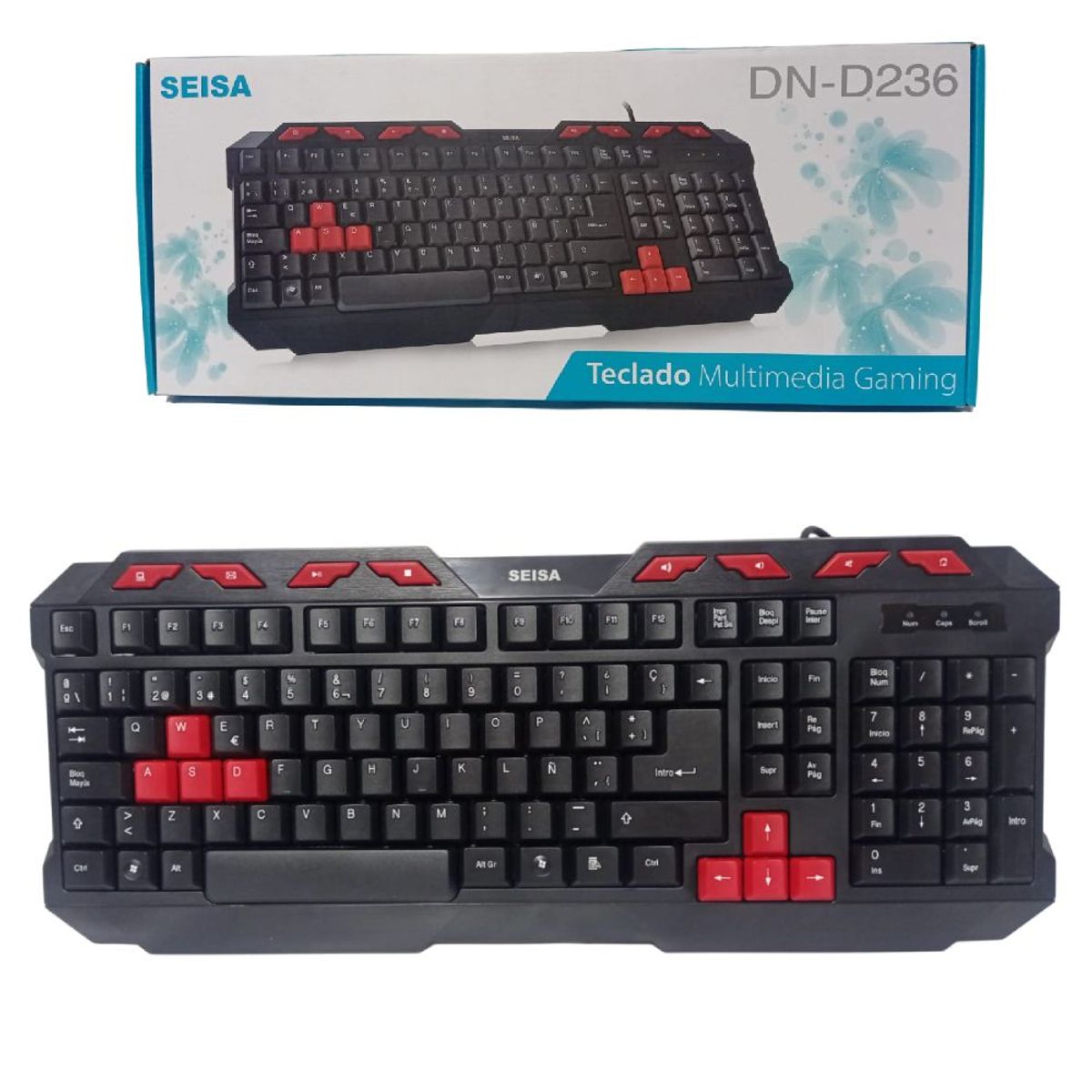 SEISA - Teclado Multimedia Gamer para Pc Laptop Alambrico Seisa