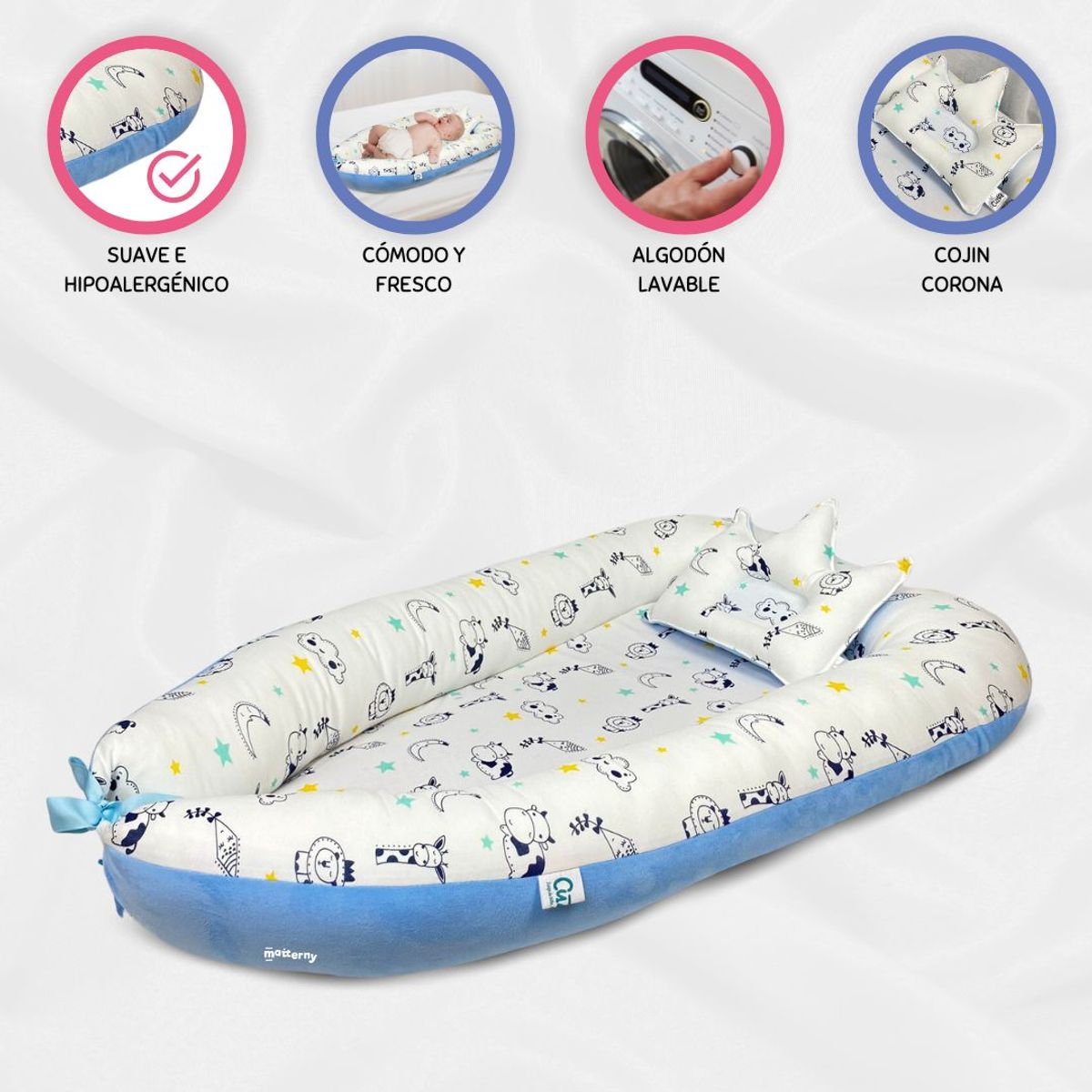 CUZKA - Nido Colecho para Bebé »KING» Ligth Blue