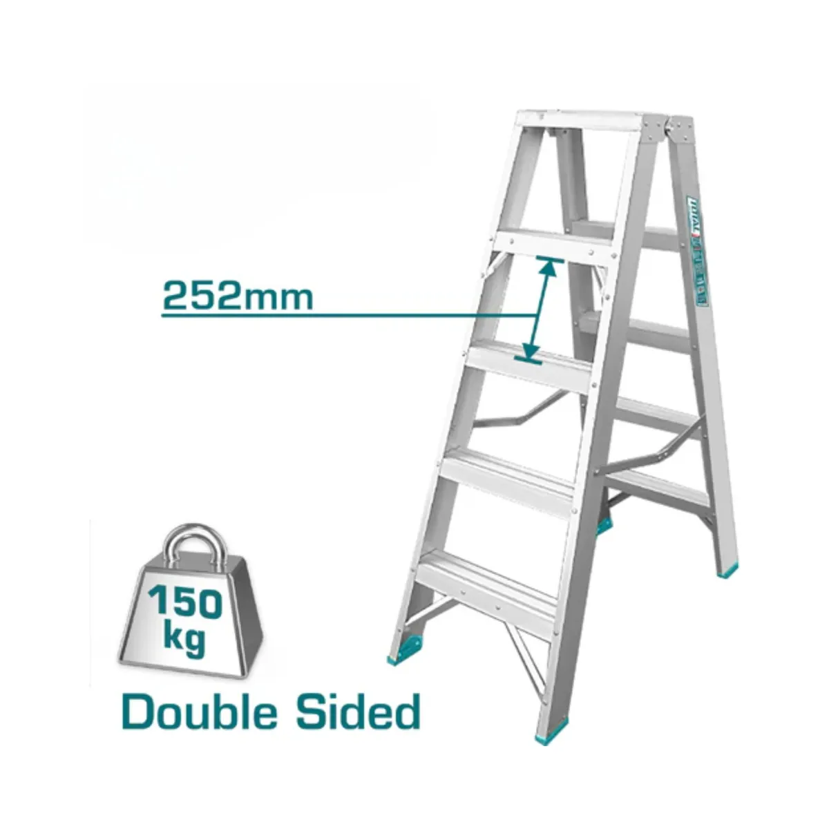 TOTAL TOOLS - Escalera tijera doble acceso 5 peldaños soporta 150Kg Total