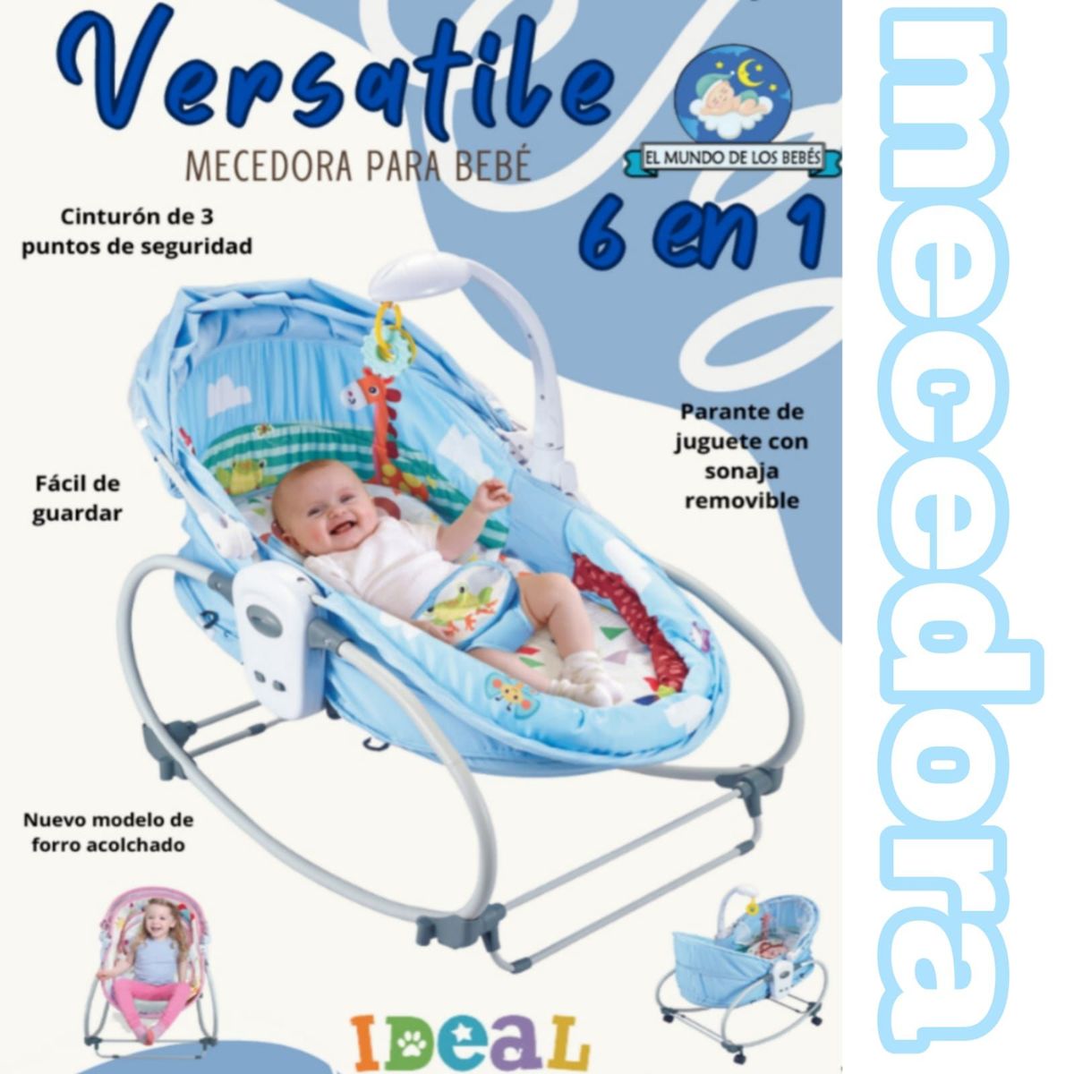IDEAL - Mecedora para bebé Versatile 6 en 1 Rosado