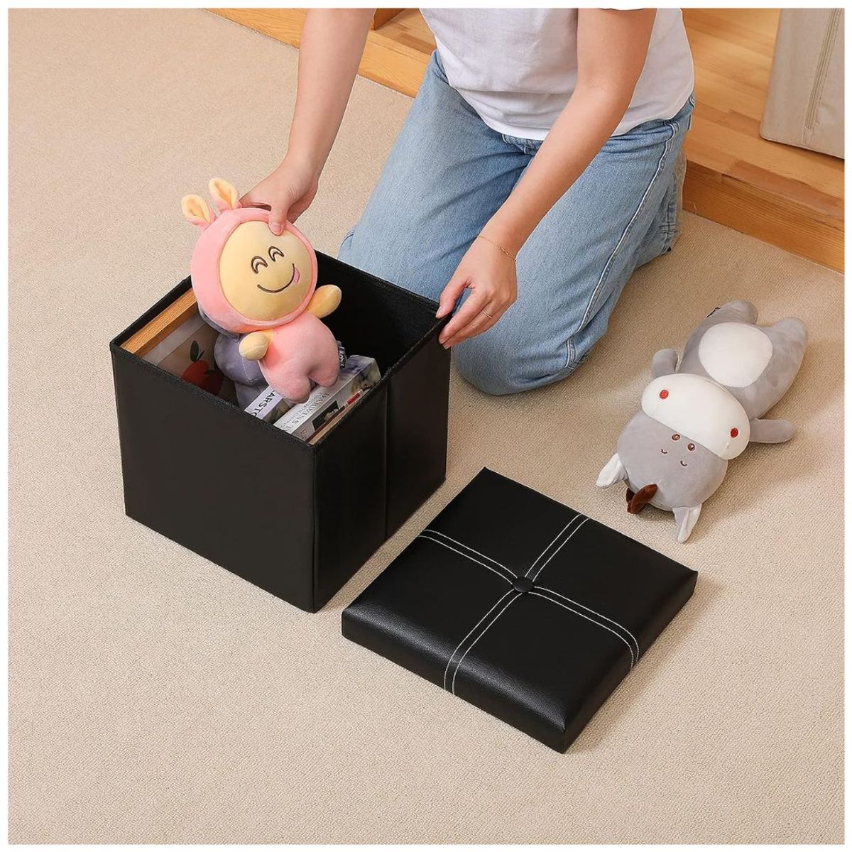 GENERICO - Taburete Puff Baul reposapiés asiento acolchado 30x30