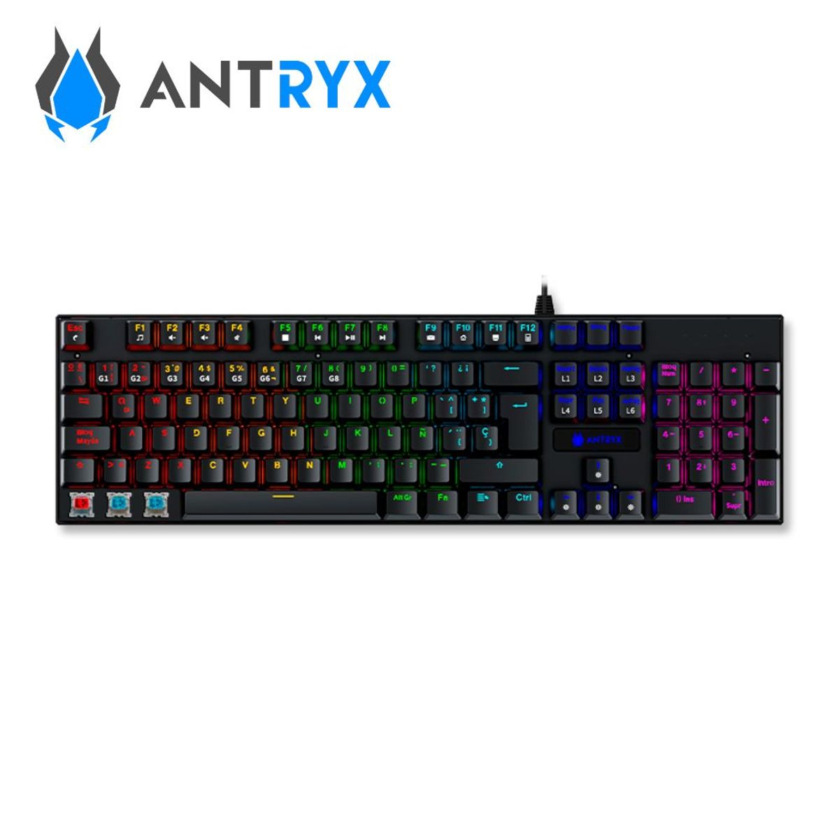 ANTRYX - Kit Gaming Antryx Audífono Teclado Mouse GC-3100 X3 Black Blue Switch