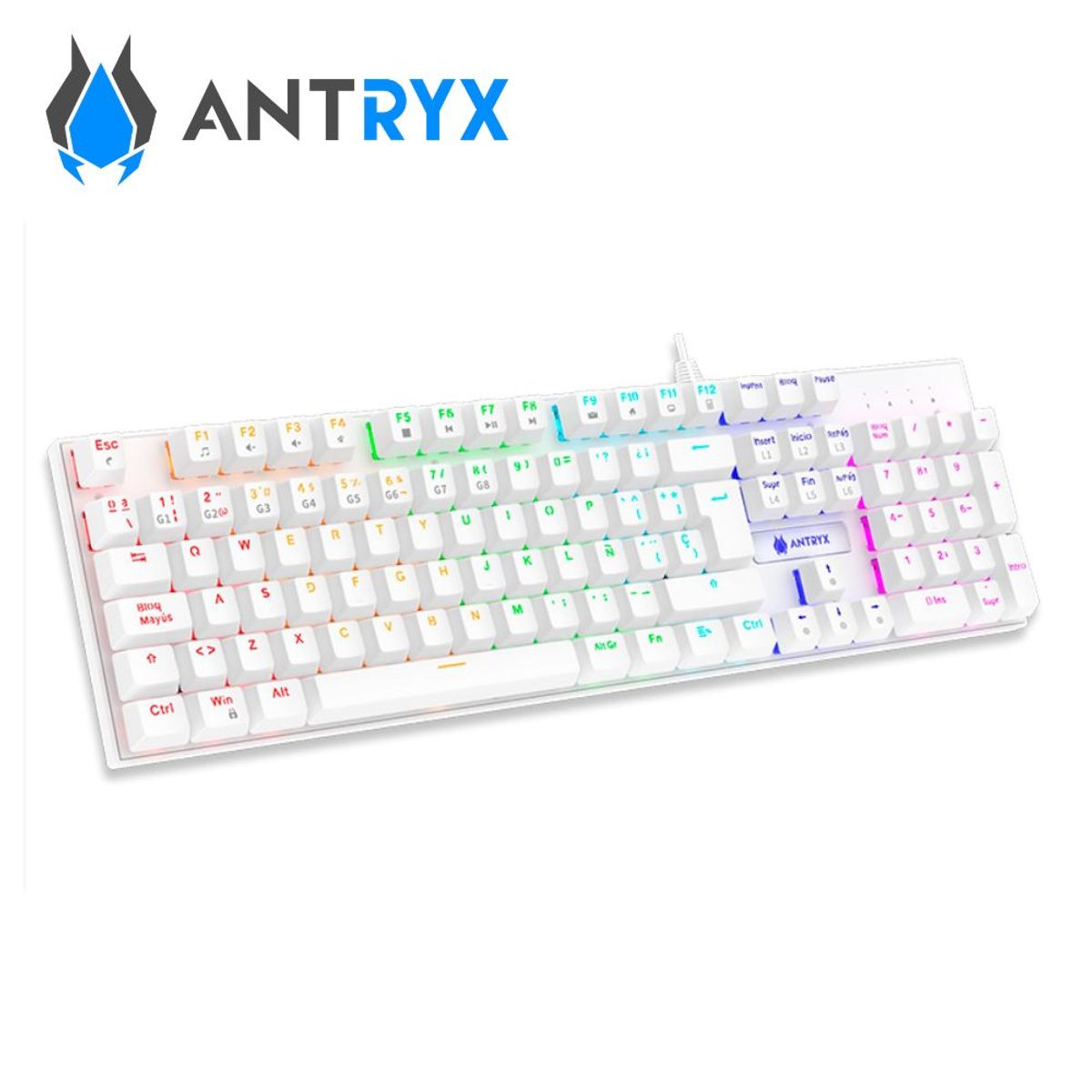 ANTRYX - Kit Gamer Antryx Audífono Teclado Mouse GC-3100 X3 Blanco Switch Azul