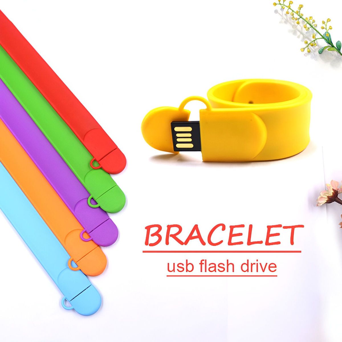 GENERICO - Pulsera de Silicona Slap Con Memoria Usb 64gb - NEGRO