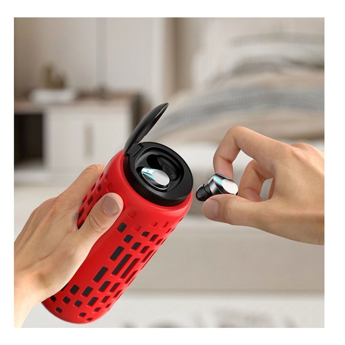 GENERICO - Audífonos Bluetooth M47 2en1 altavoz portátil y auriculares - Rojo