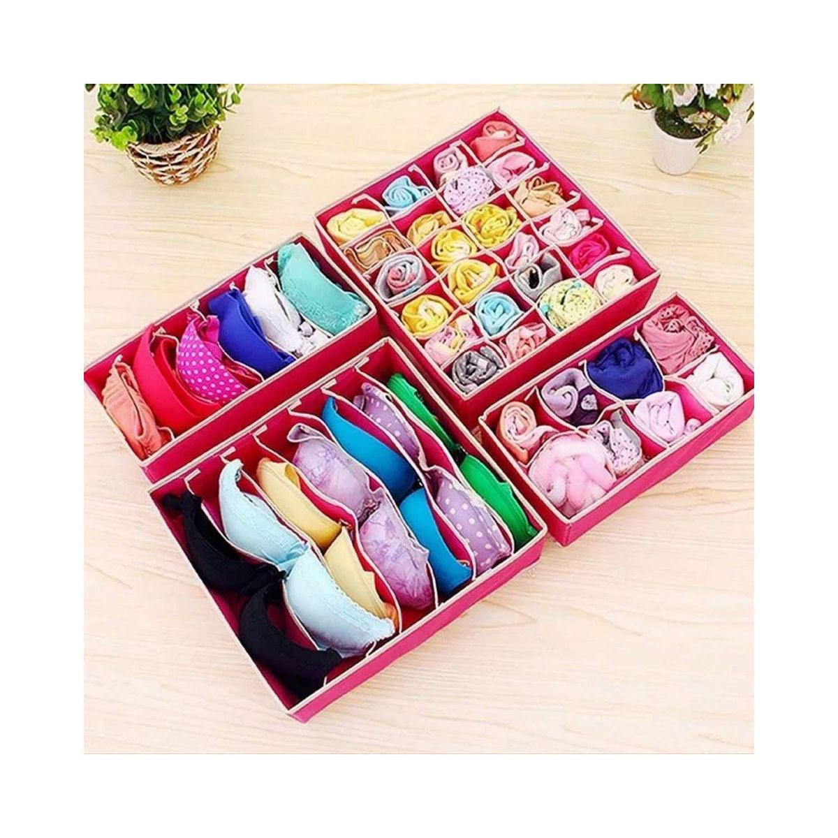 GENERICO - Juego De 4 Organizadores De Ropa Interior Para Cajón Closet