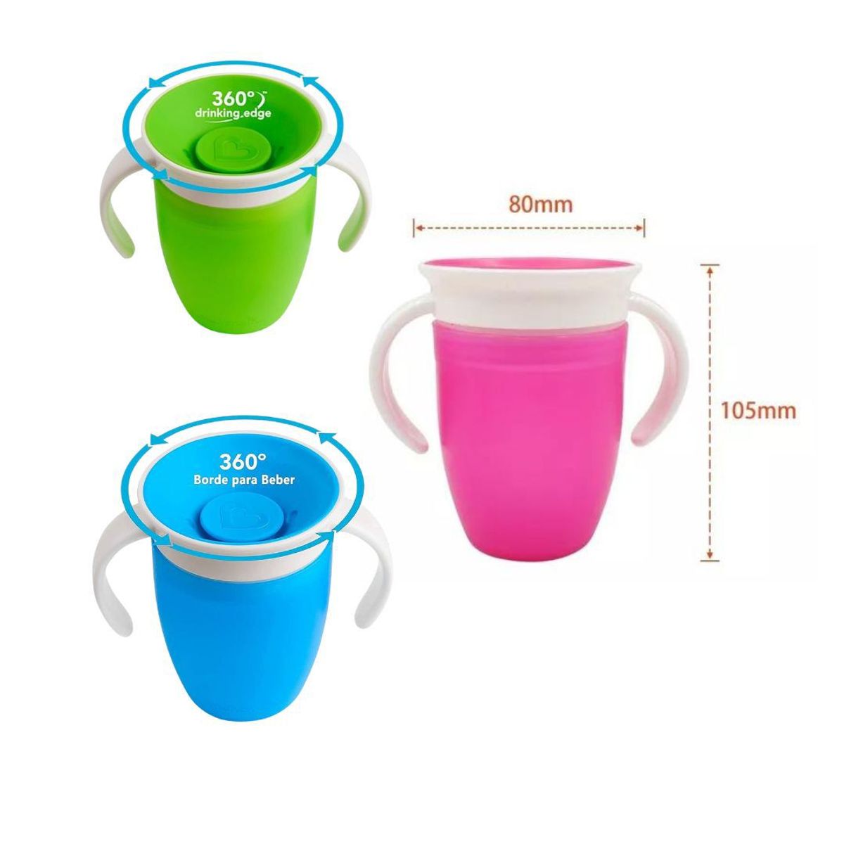GENERICO - Vaso Mágico Antiderrame 360° Para Niños x 2 Unidades