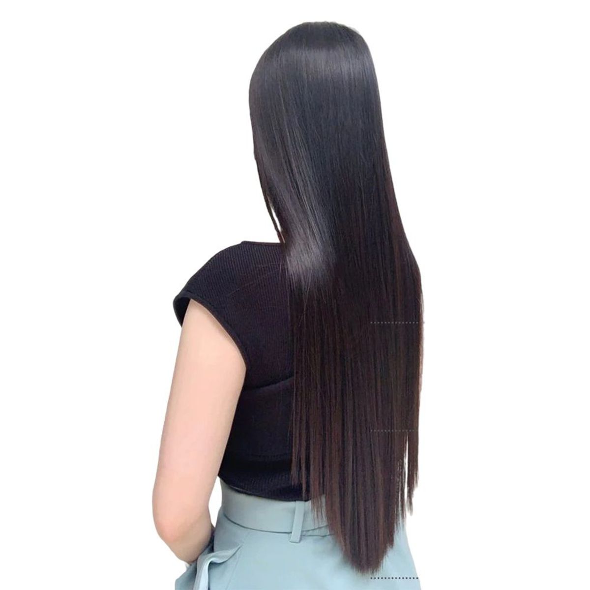 GENERICO - Extensiones de Cabello Largo 55 cm Negro Postizos Clips Regalo Mamá