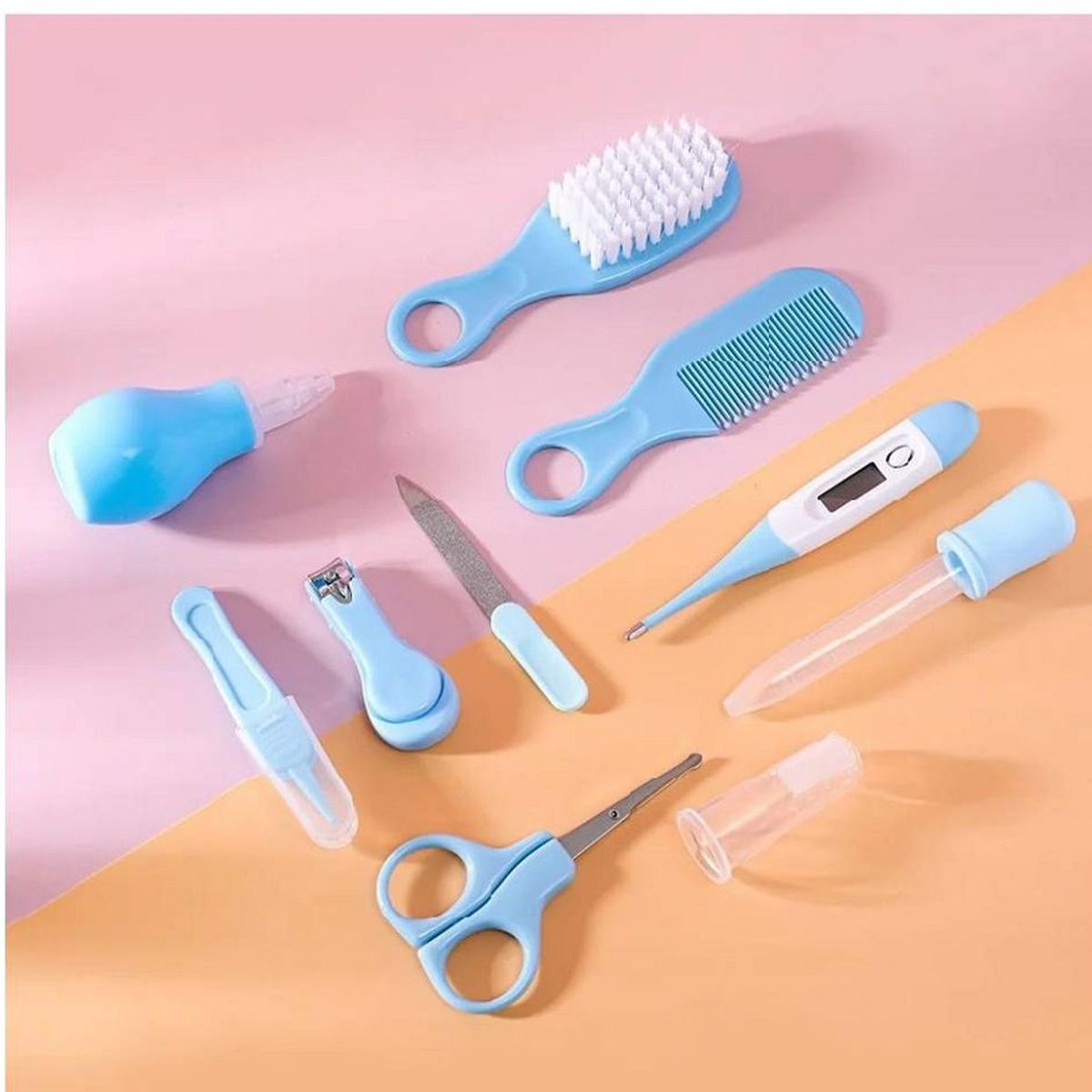 GENERICO - Set Baby  Higiene para Bebes Cortauñas 10 Piezas Celeste