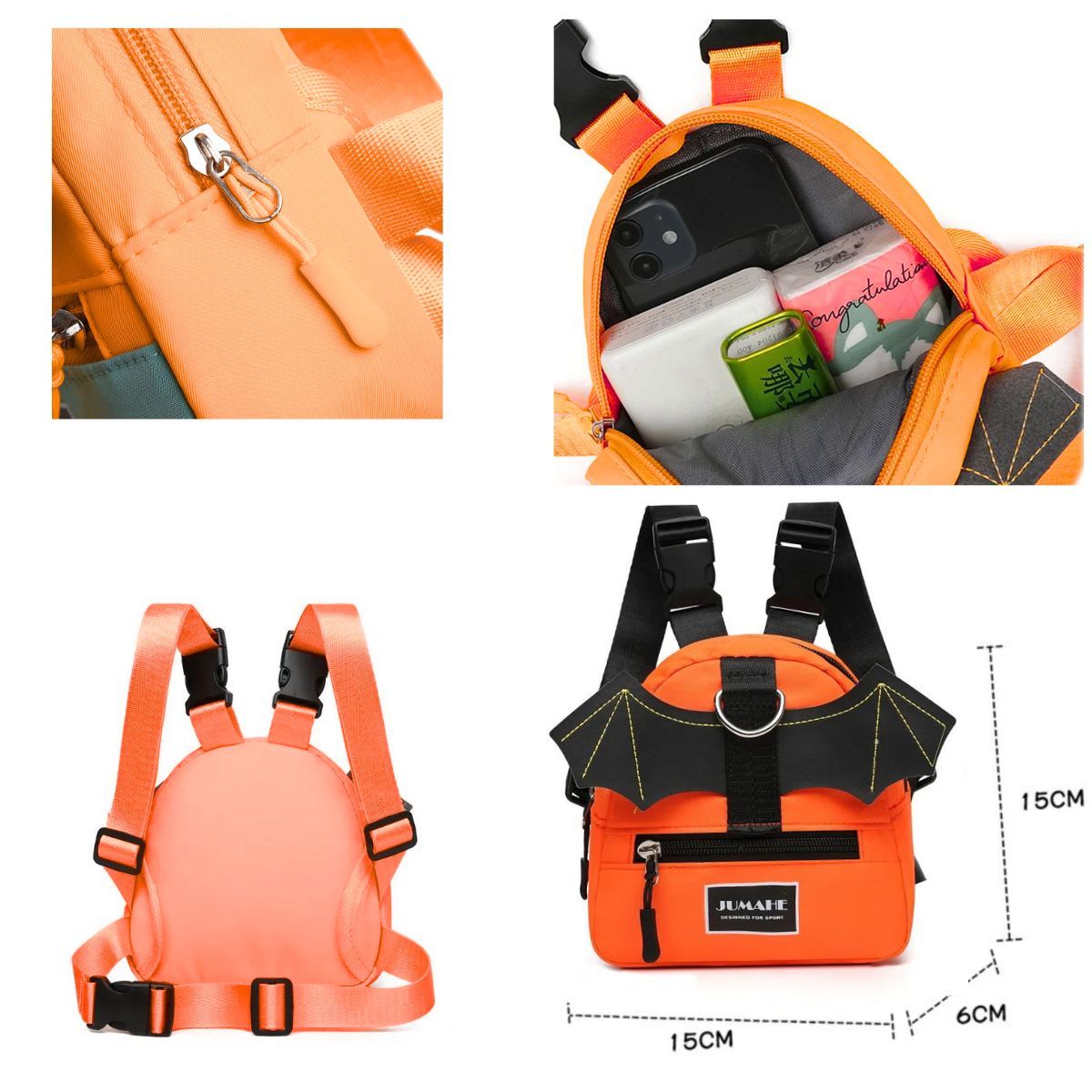 GENERICO - ARNES MOCHILA PARA MASCOTA ANARANJADO FOSFORECENTE