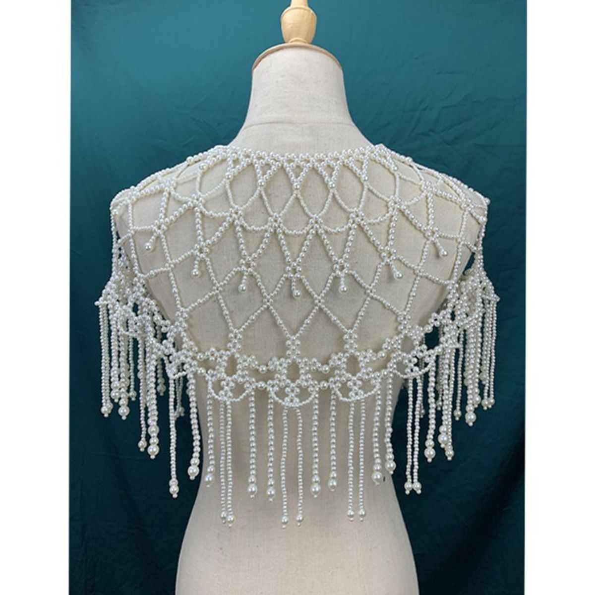 VATYERTY - Mantón estilo corte real con borla lujoso collar de perlas de imitación Bolero