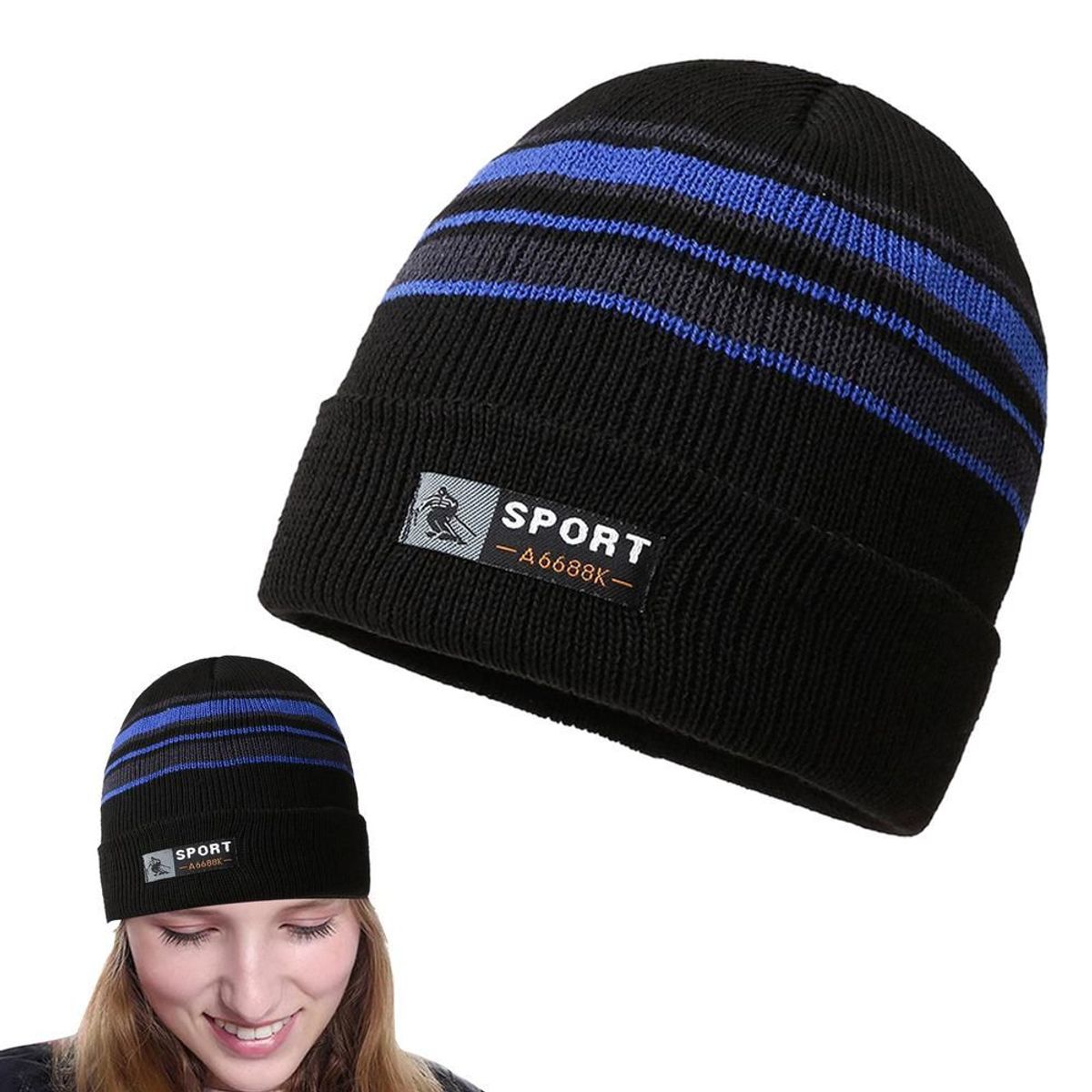 KAST PE - Beanie Chullo Esqui Sports con rayas - Azul