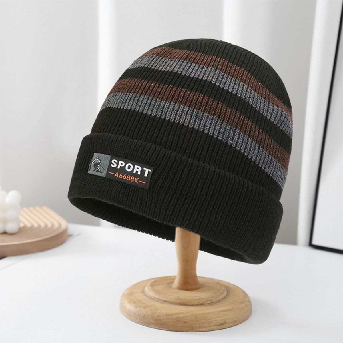 KAST PE - Beanie Chullo Esqui Sports con rayas - Marrón