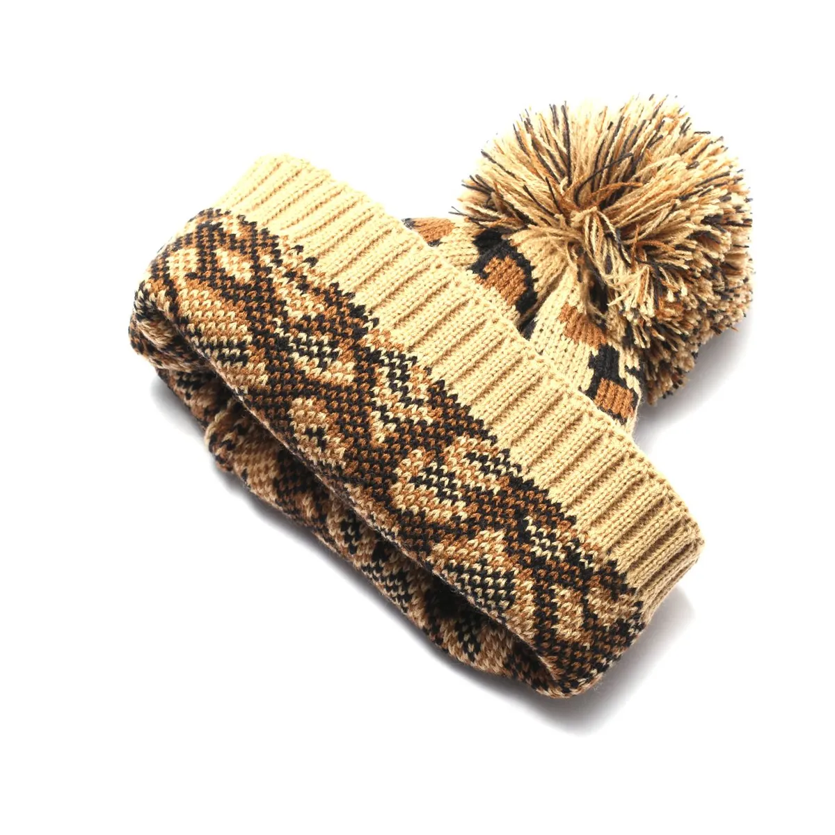 KAST PE - Leopard Print -Beanie Chullo Para Mujer - Beige