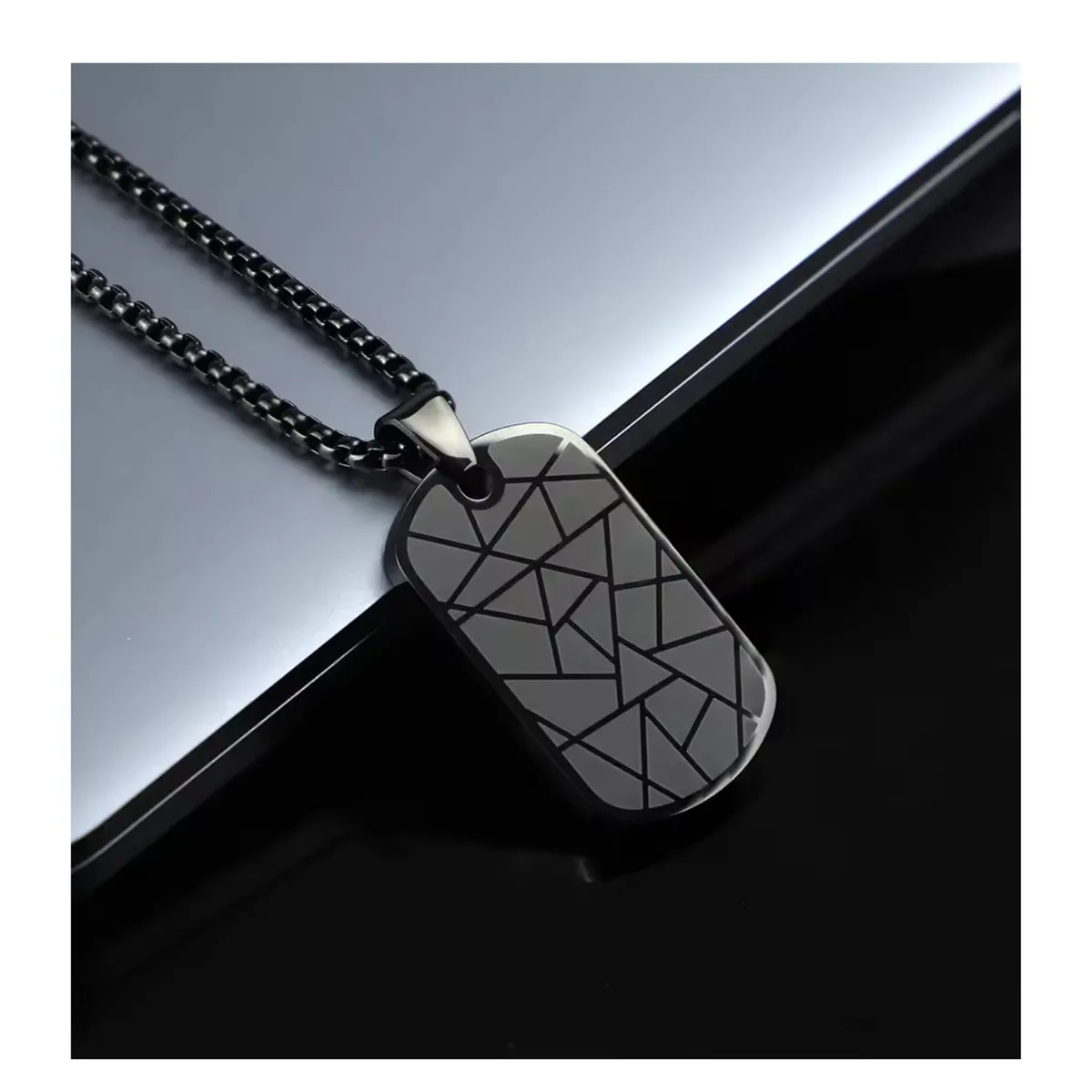 GENERICO - Collar para Varón Placa Clásica Estilo Punk - Acero Inoxidable 316L