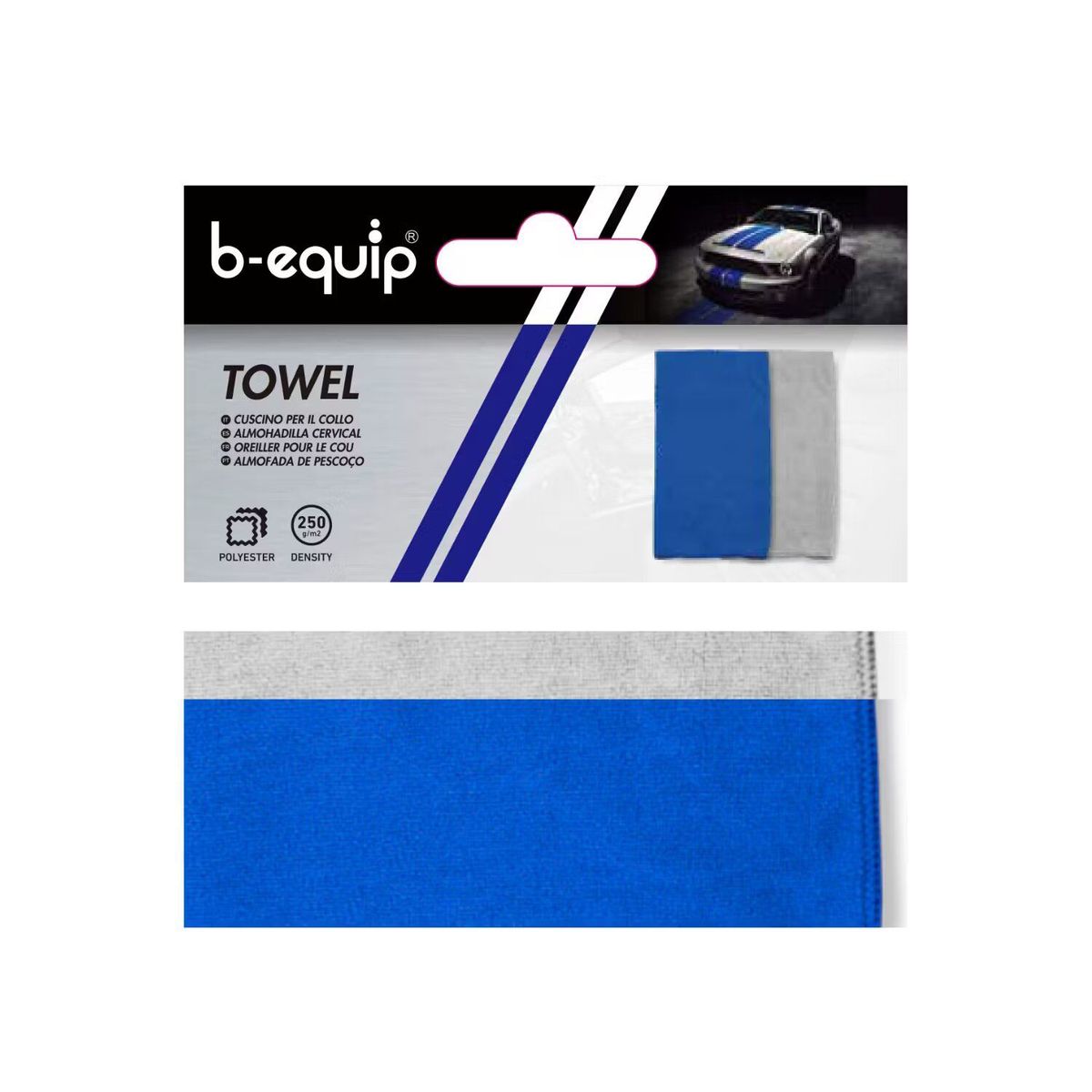 BOWMANN - Set de 2 Paños de Microfibra B-EQUIP Azul y Gris BEQ1000