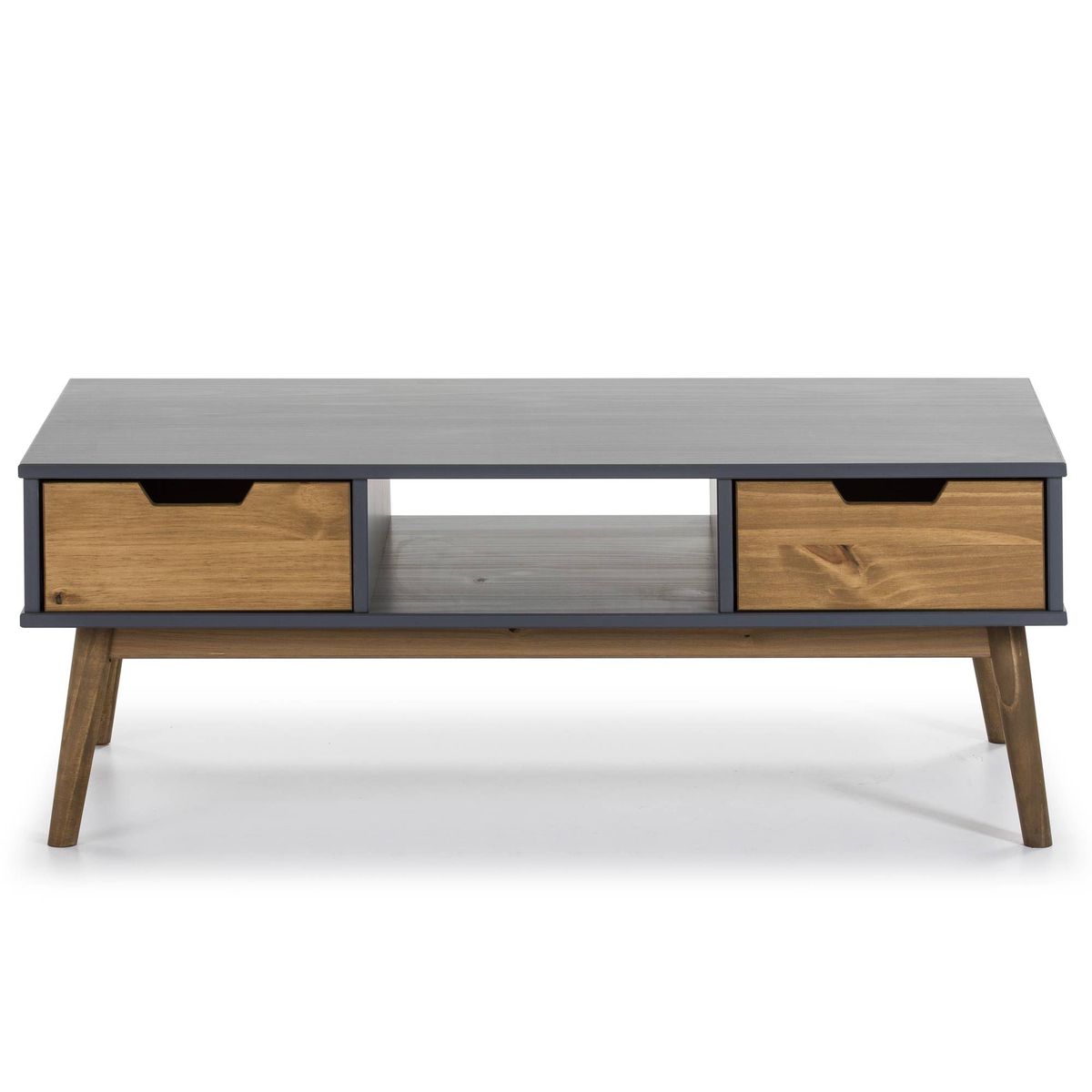 TU MESITA - Mesa de Centro 2 cajones Vainilla color GrisDuna TU MESITA