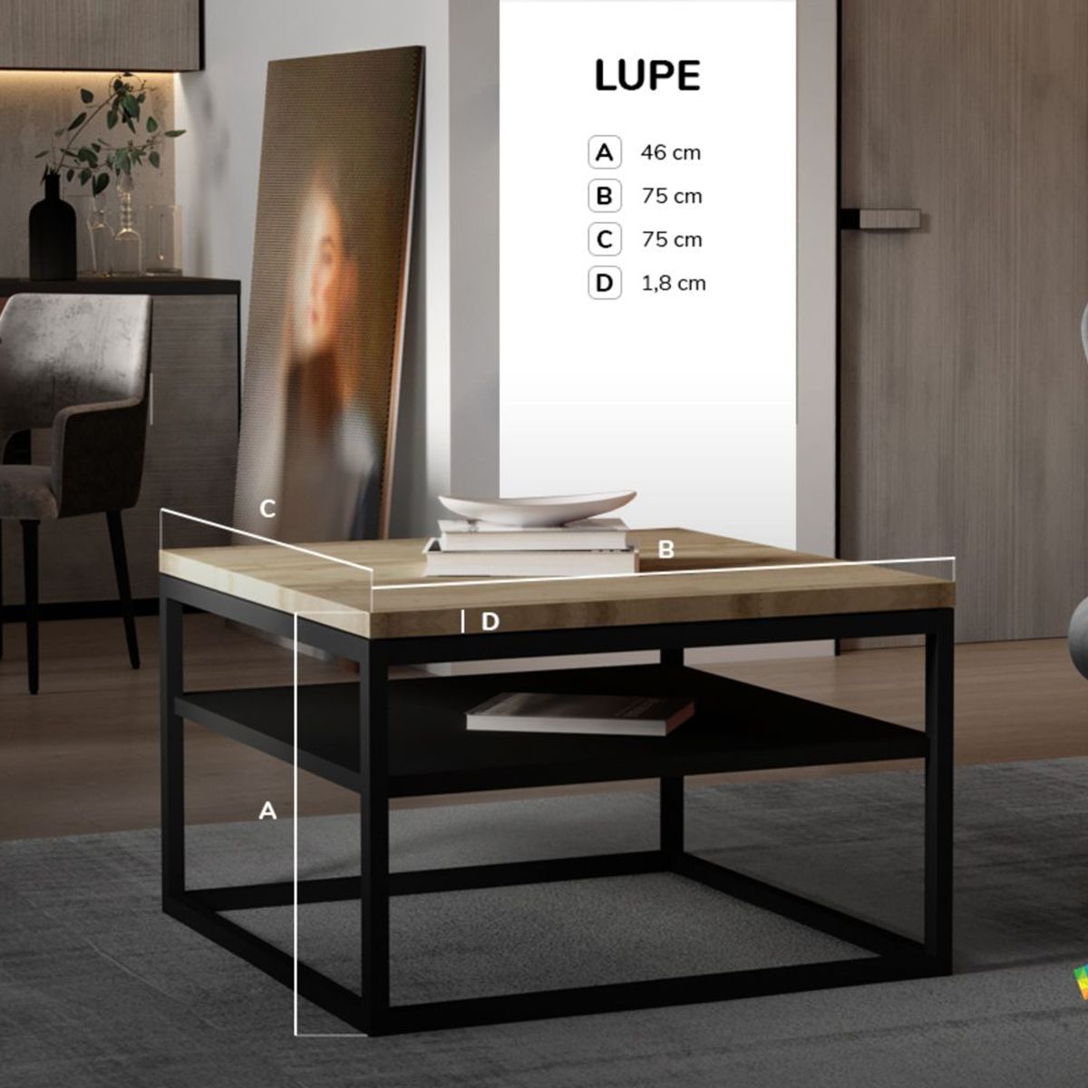 TU MESITA - Mesa de Centro Industrial Kenya color NegroDuna TU MESITA