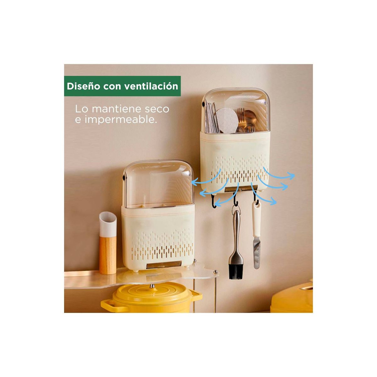 Organizador Colgante Porta Cubiertos Cuchillos con Escurridor para Cocina, marca GENERICO - Foto 2