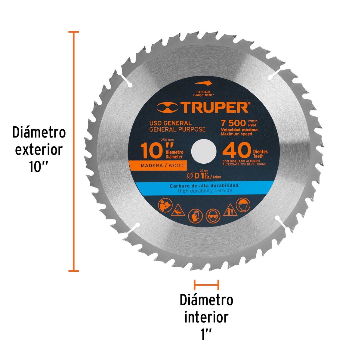 TRUPER - Disco para sierra ingleteadora 10" 40 dientes eje de 1" Truper