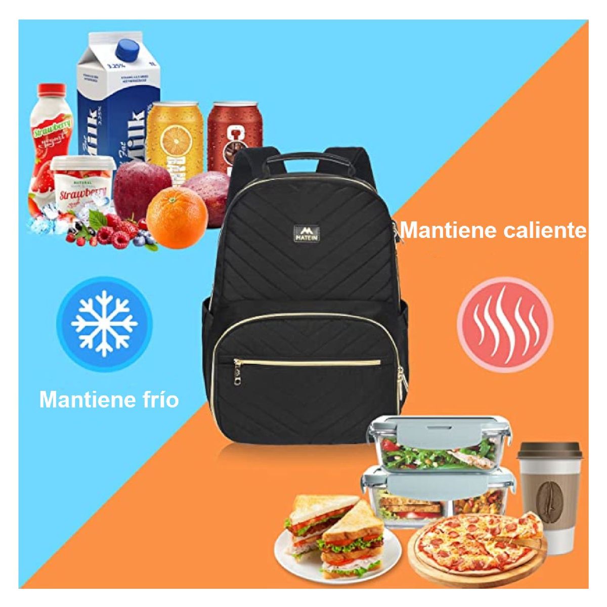 MATEIN - Mochila Portalaptop Urbana MATEIN 1341 Con Bolsillo Térmico (Lonchera)