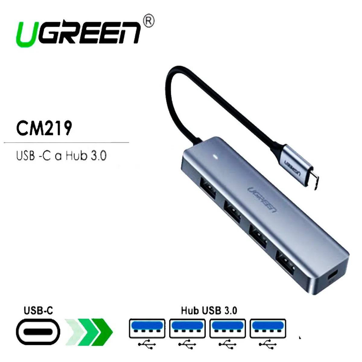 UGREEN - Adaptador Ugreen Convertidor Hub USB-C 4 Puertos USB-A 3.0 CM219