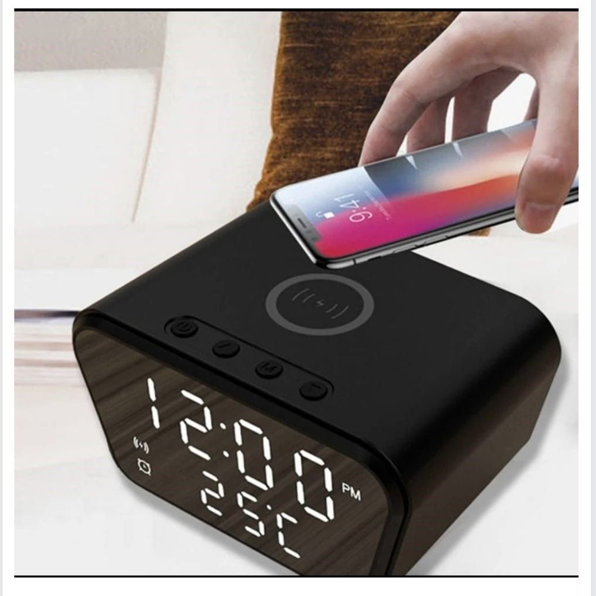 GENERICO - Reloj Despertador con Cargador Inalámbrico 3 en 1 Temperatura