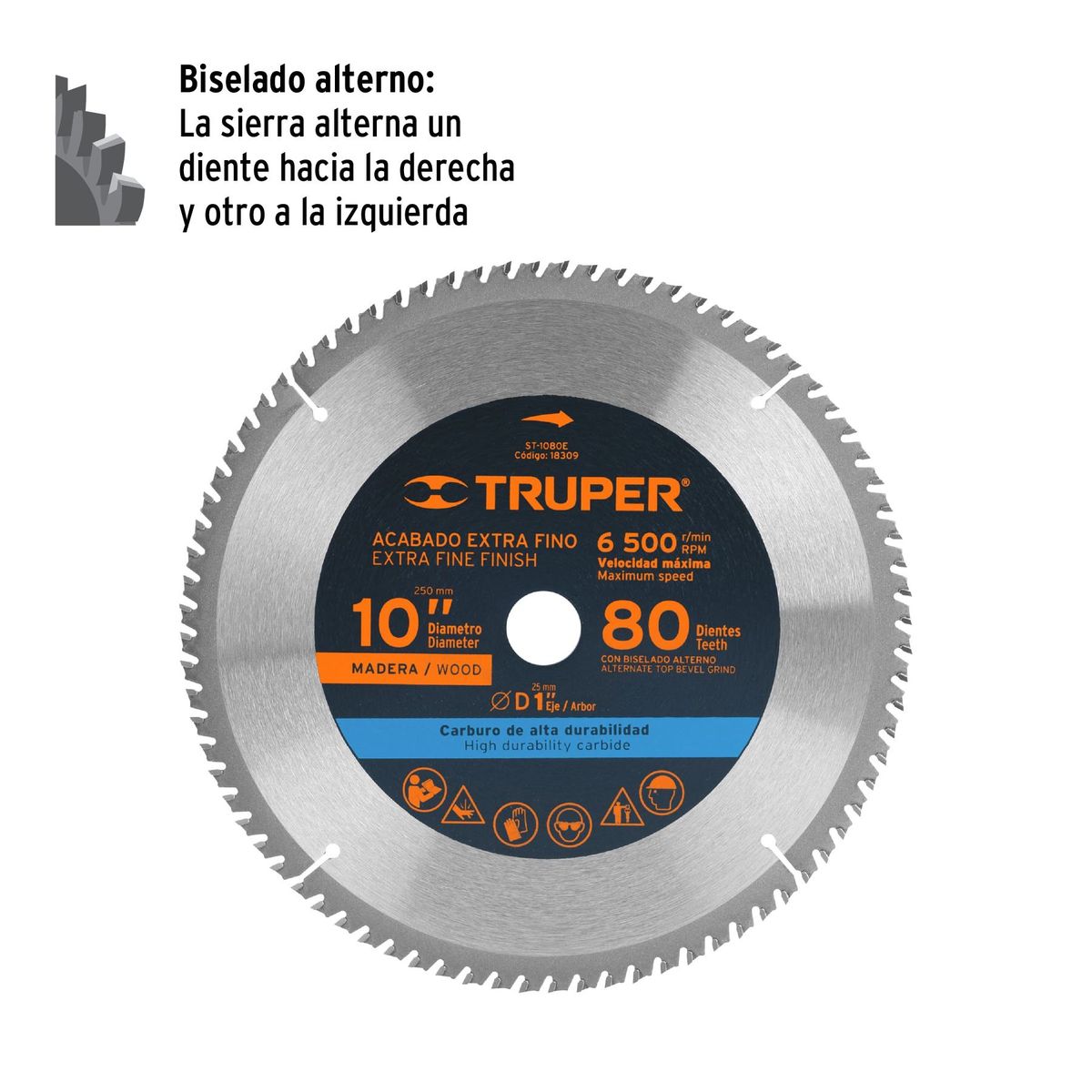 TRUPER - Disco para sierra ingleteadora 10" 80 dientes eje de 1" Truper