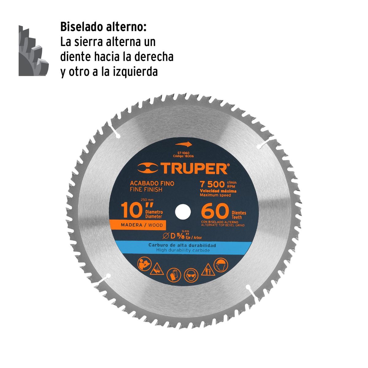 TRUPER - Disco para sierra ingleteadora 10" 60 dientes Truper