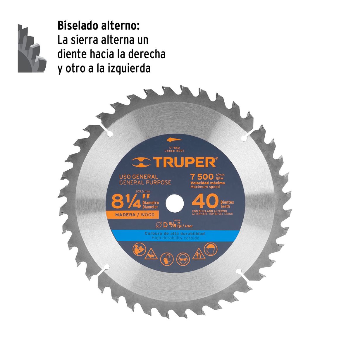 TRUPER - Disco para sierra circular 8 ¼"  40 dientes Truper