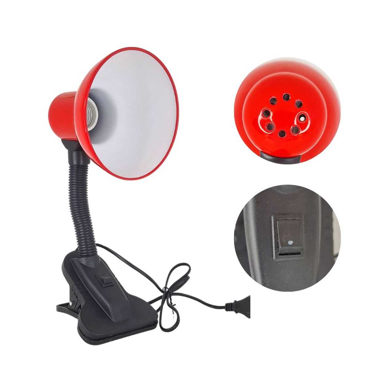 GENERICO - Lampara de Escritorio con Clip -ROJO