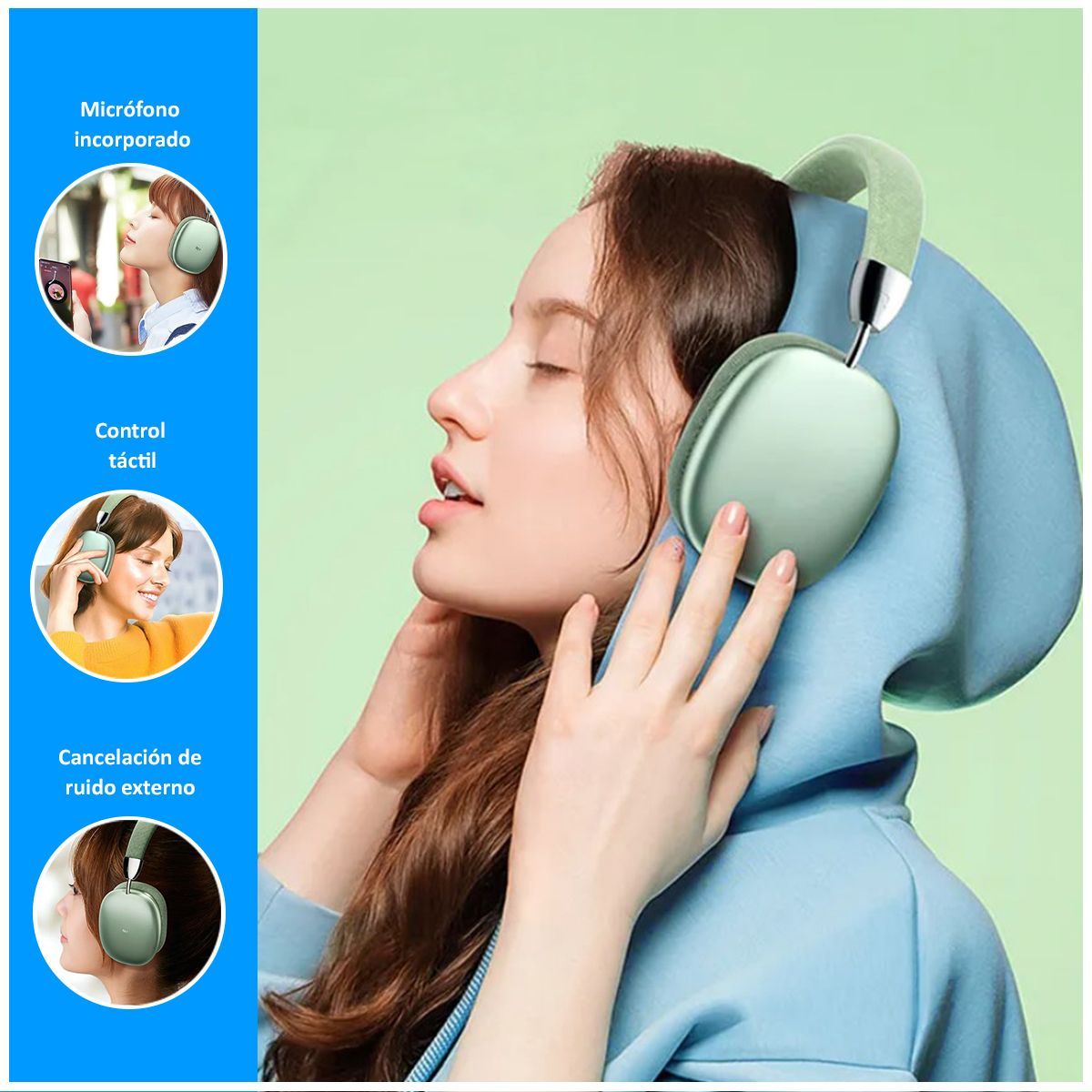 SASARU - Audífonos Bluetooth P9 Verde