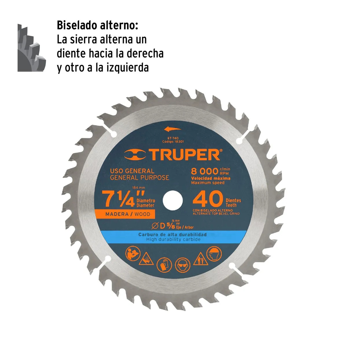 TRUPER - Disco para sierra circular 7 ¼"  40 dientes Truper