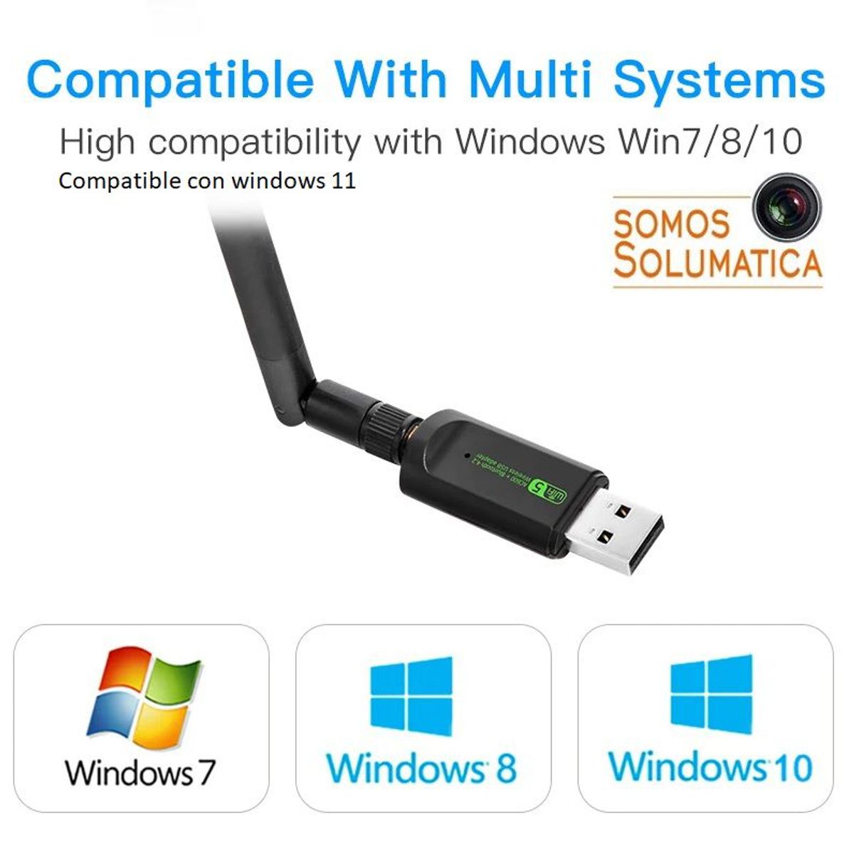 SEISA - Tarjeta De Red Inalámbrica 2en1 - Usb Wifi + Bluetooth - Hasta 600mbps