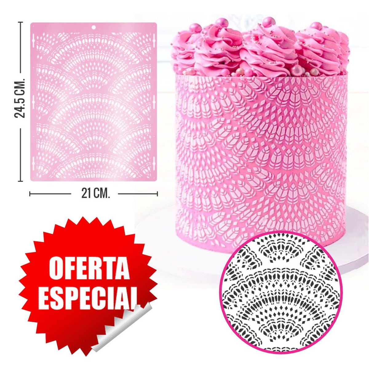 GENERICO - Plantilla Stencil Modelo Florence para Reposteria