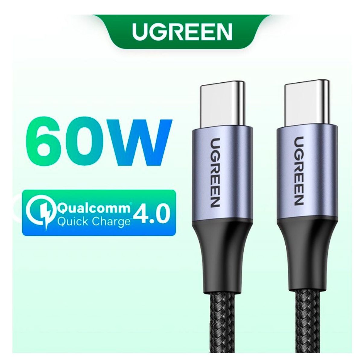 UGREEN - Cable Cargador UGREEN US261 USB-C to USB-C Carga Rapida 60w