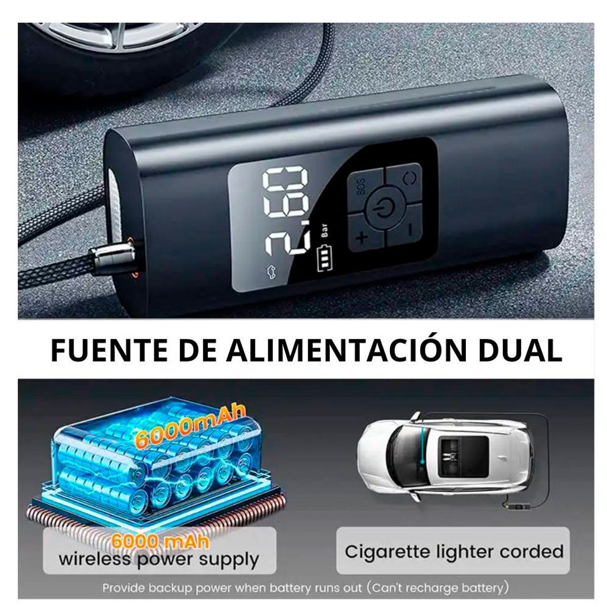 SEISA - Inflador de Llanta Multifuncional Compresor de Aire AF-C04