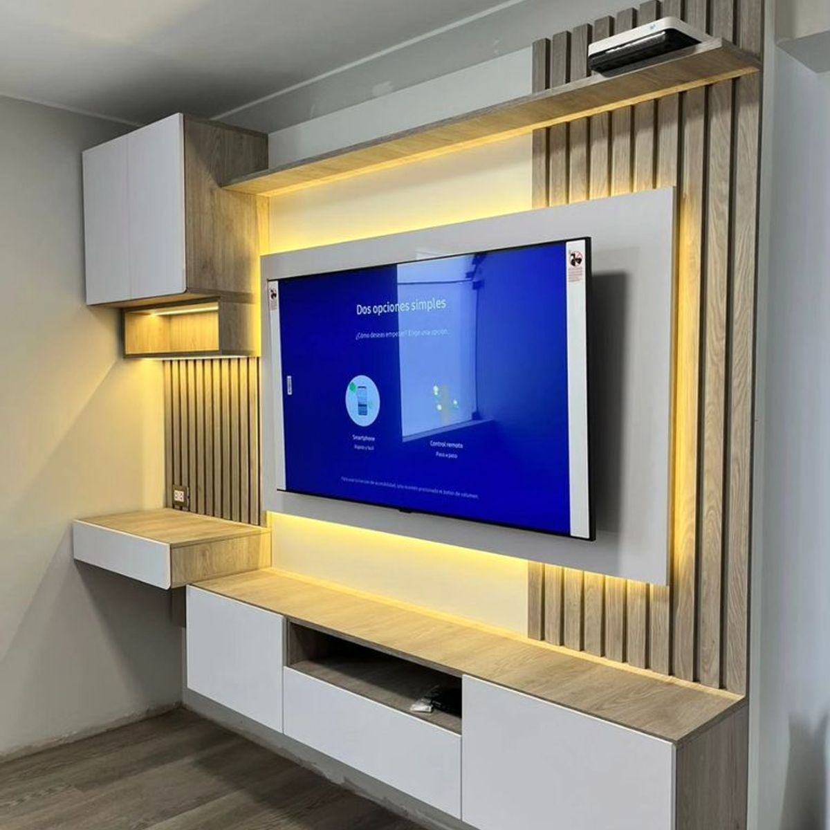 AMUEBLE - Centro de Entretenimiento panel de TV + Escritorio TORINO  melamina