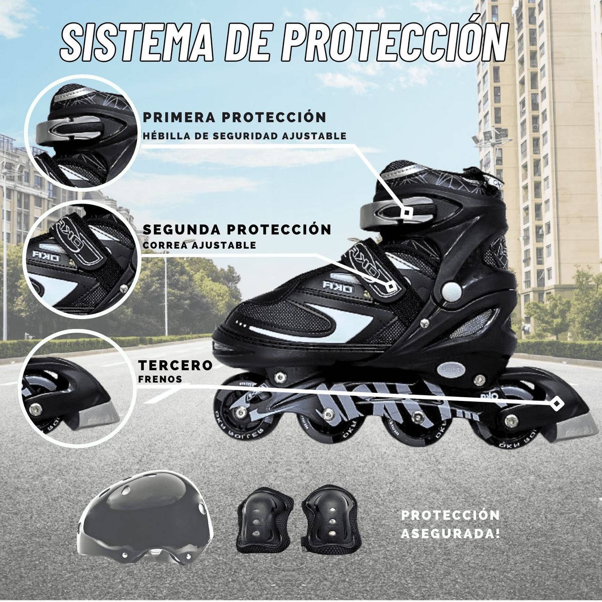 GENERICO - PATINES REGULABLE OKA TALLA L 38-41