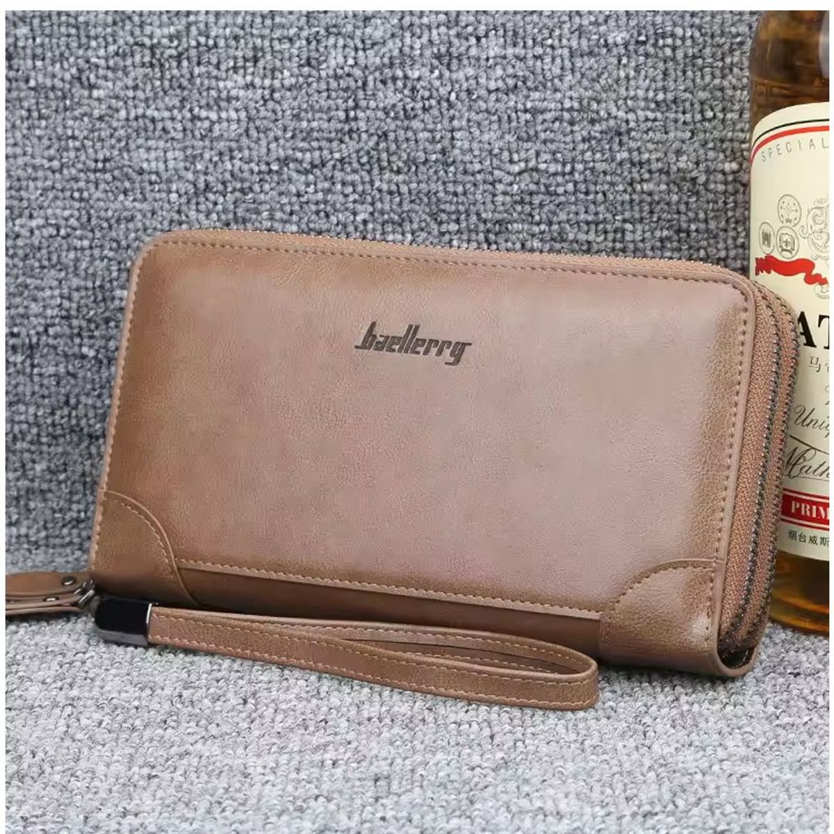 BAELLERRY - BILLETERA LARGA HOMBRE CUERO MONEDERO CON CIERRE BAELLERRY - M003